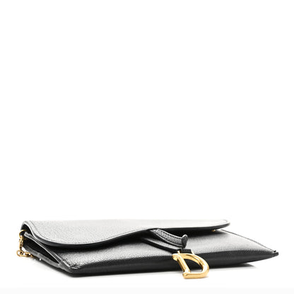Christian Dior Goatskin Saddle Long Wallet With Chain Black 4 of 10
