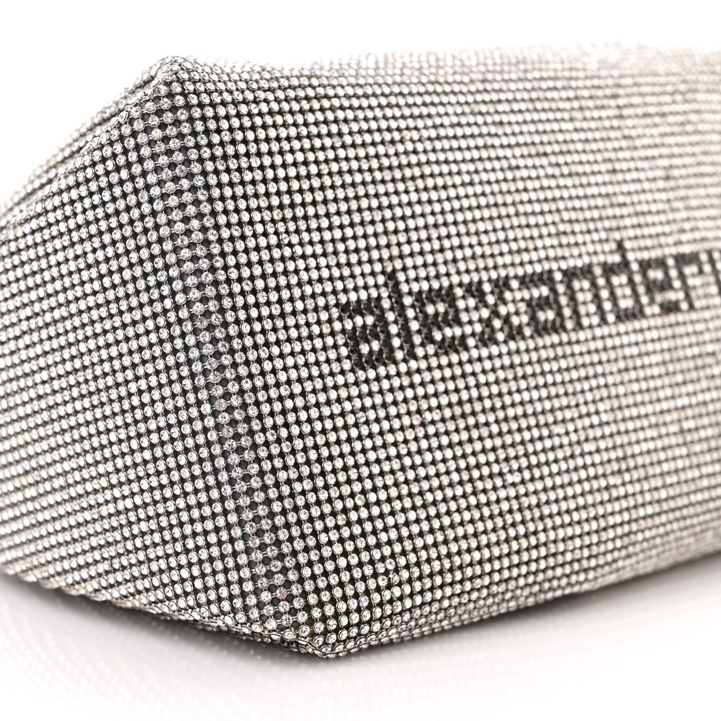 Mesh Crystal Rhinestone Mini Scrunchie Clutch Black Silver