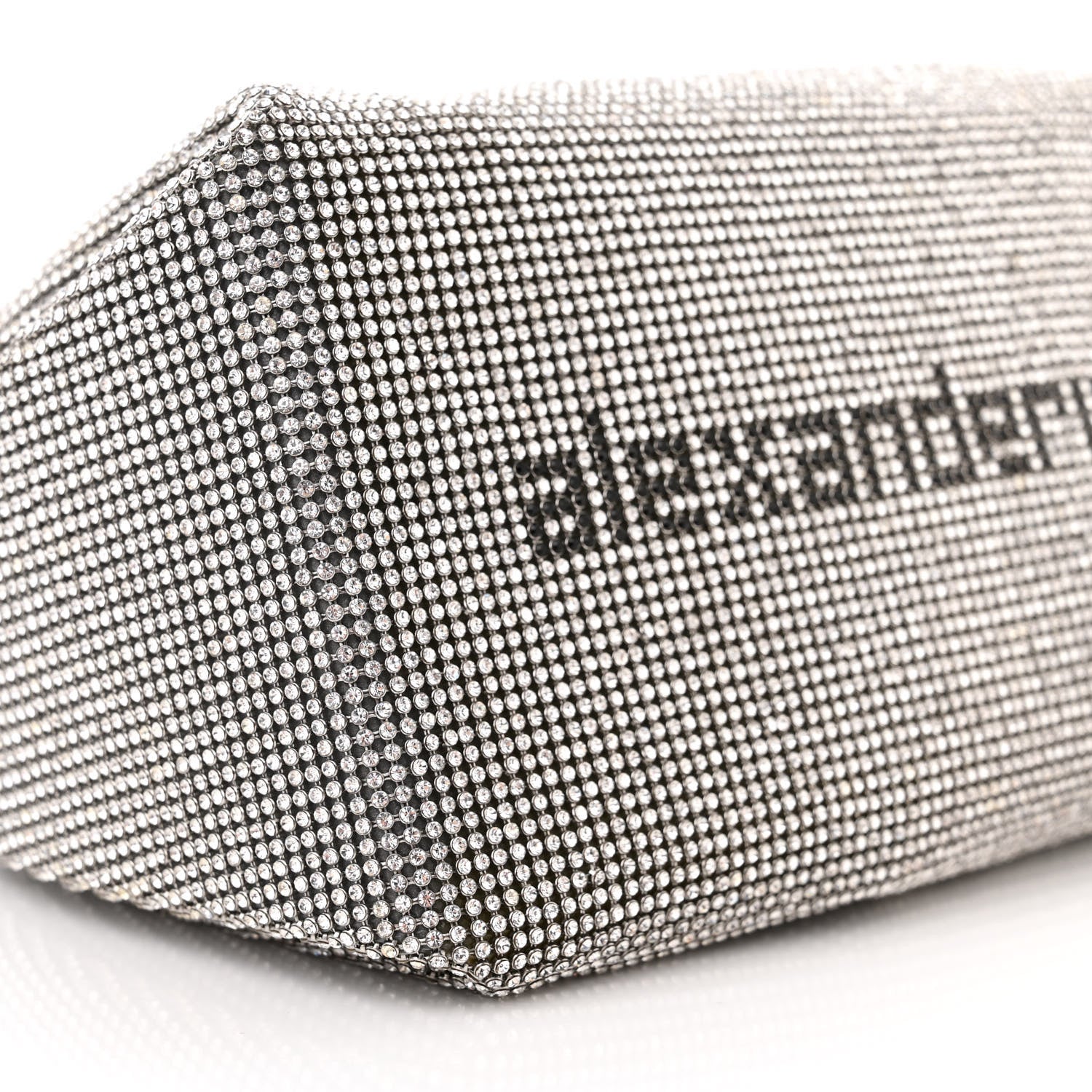 Alexander Wang Mesh Crystal Rhinestone Mini Scrunchie Clutch Black Silver 8 of 10