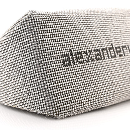 Alexander Wang Mesh Crystal Rhinestone Mini Scrunchie Clutch Black Silver 8 of 10