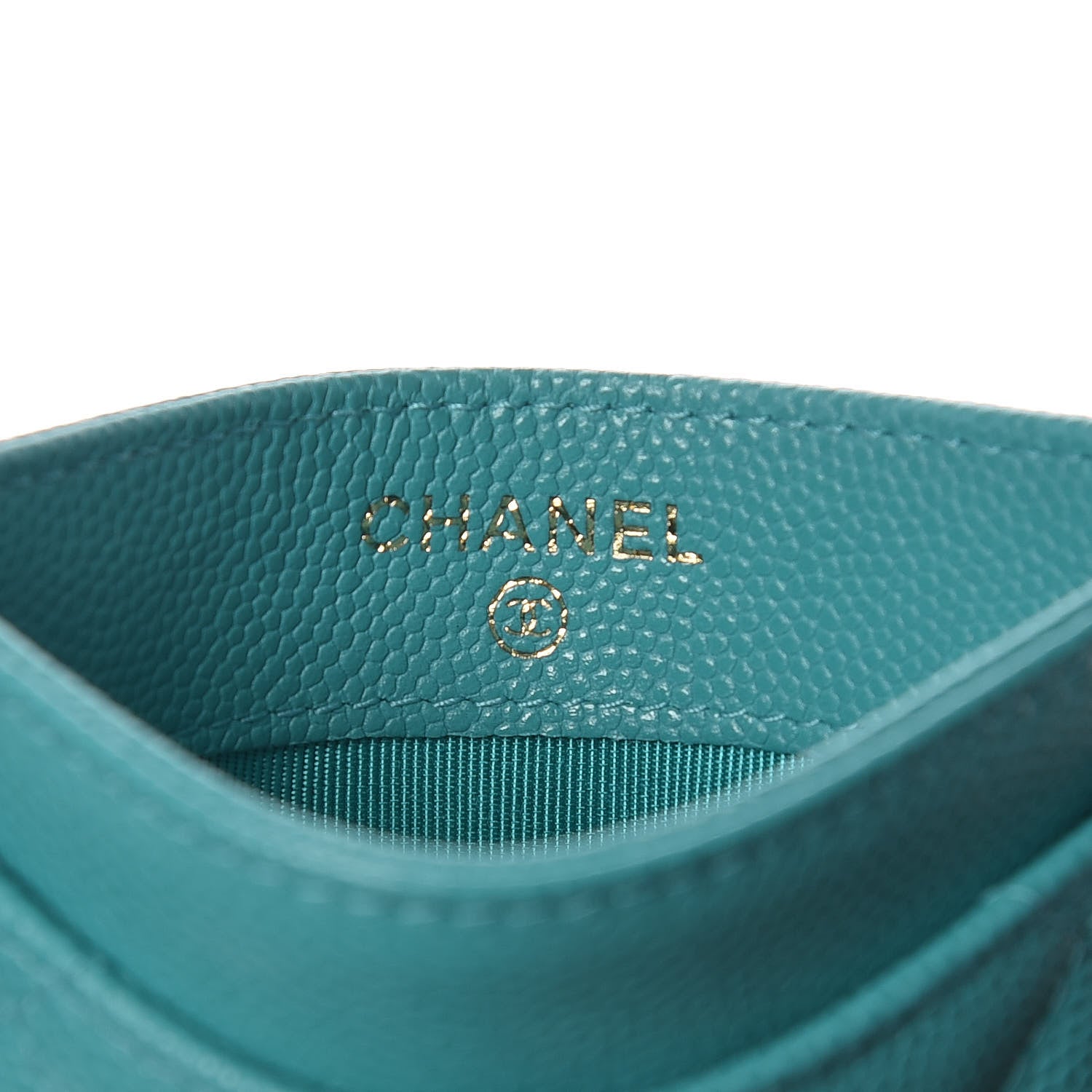 Chanel Caviar Quilted Card Holder Turquoise 6 of 9