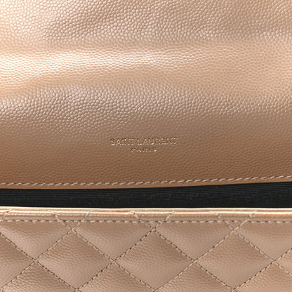 Saint Laurent Grain De Poudre Textured Mixed Matelasse Triquilt Large Monogram Satchel Cork 6 of 14