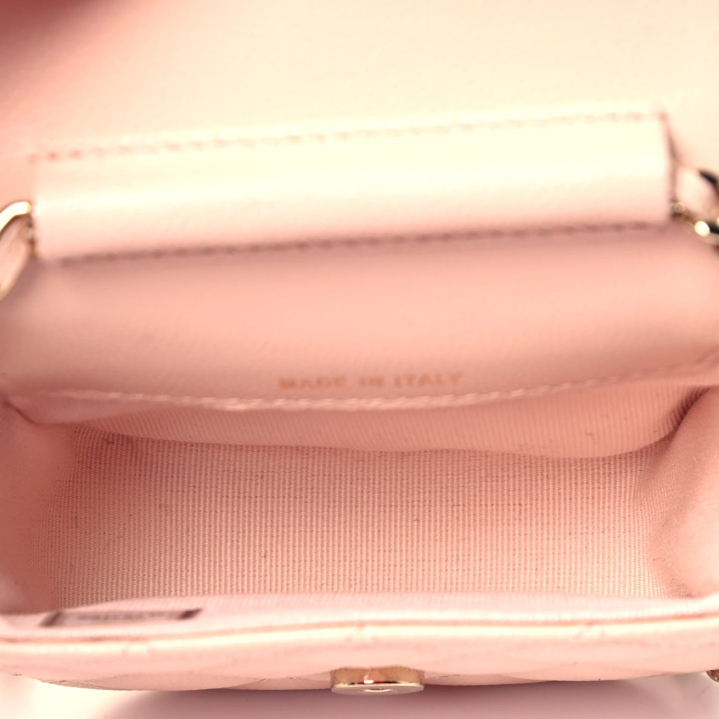 Caviar Quilted Mini Clutch With Chain Light Beige