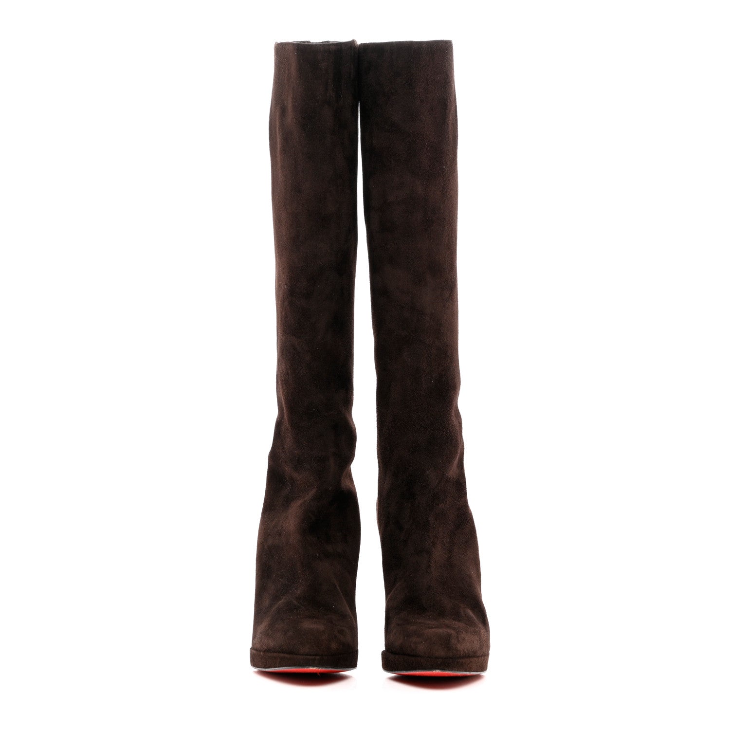 Christian Louboutin Suede Bourge Zeppa Tall Boots 38.5 Brown 2 of 10