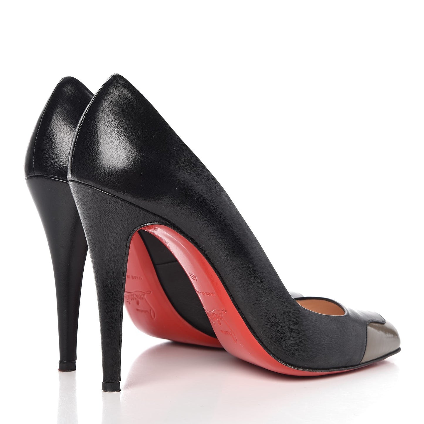 Patent Nappa Lady Grant 100 Cap Toe Pumps 40 Grey Black