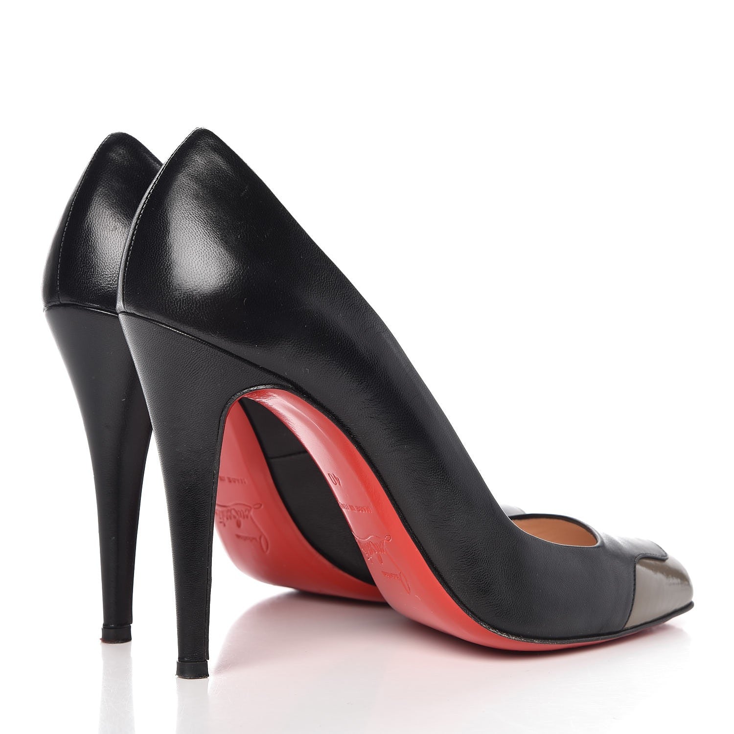 Christian Louboutin Patent Nappa Lady Grant 100 Cap Toe Pumps 40 Grey Black 4 of 16