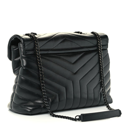 Saint Laurent Calfskin Y Quilted Monogram Medium Loulou Chain Satchel Black 3 of 11