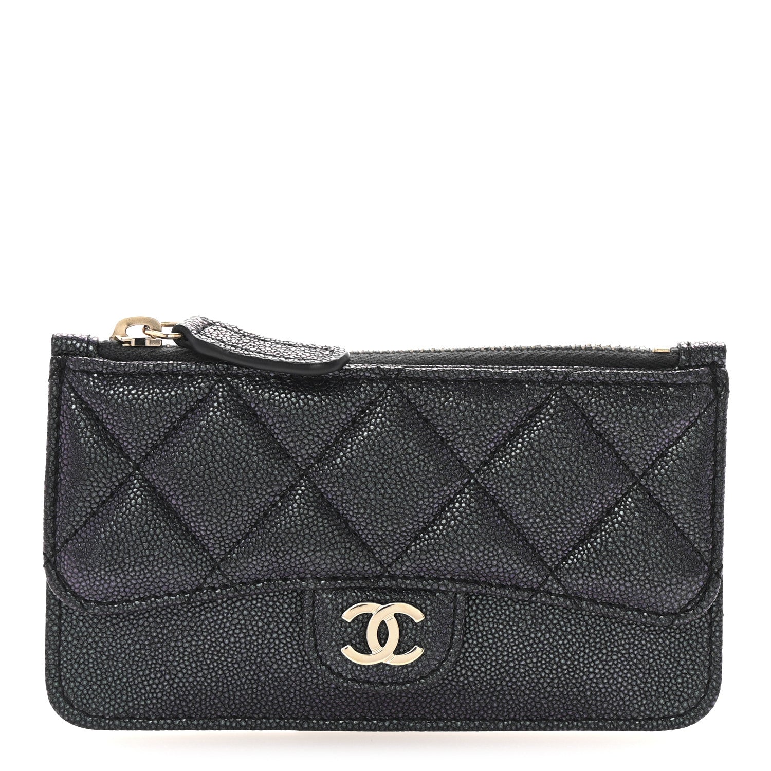 Chanel Iridescent Caviar Quilted Flap Zip Card Holder Black 1 of 8
