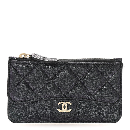 Chanel Iridescent Caviar Quilted Flap Zip Card Holder Black 1 of 8