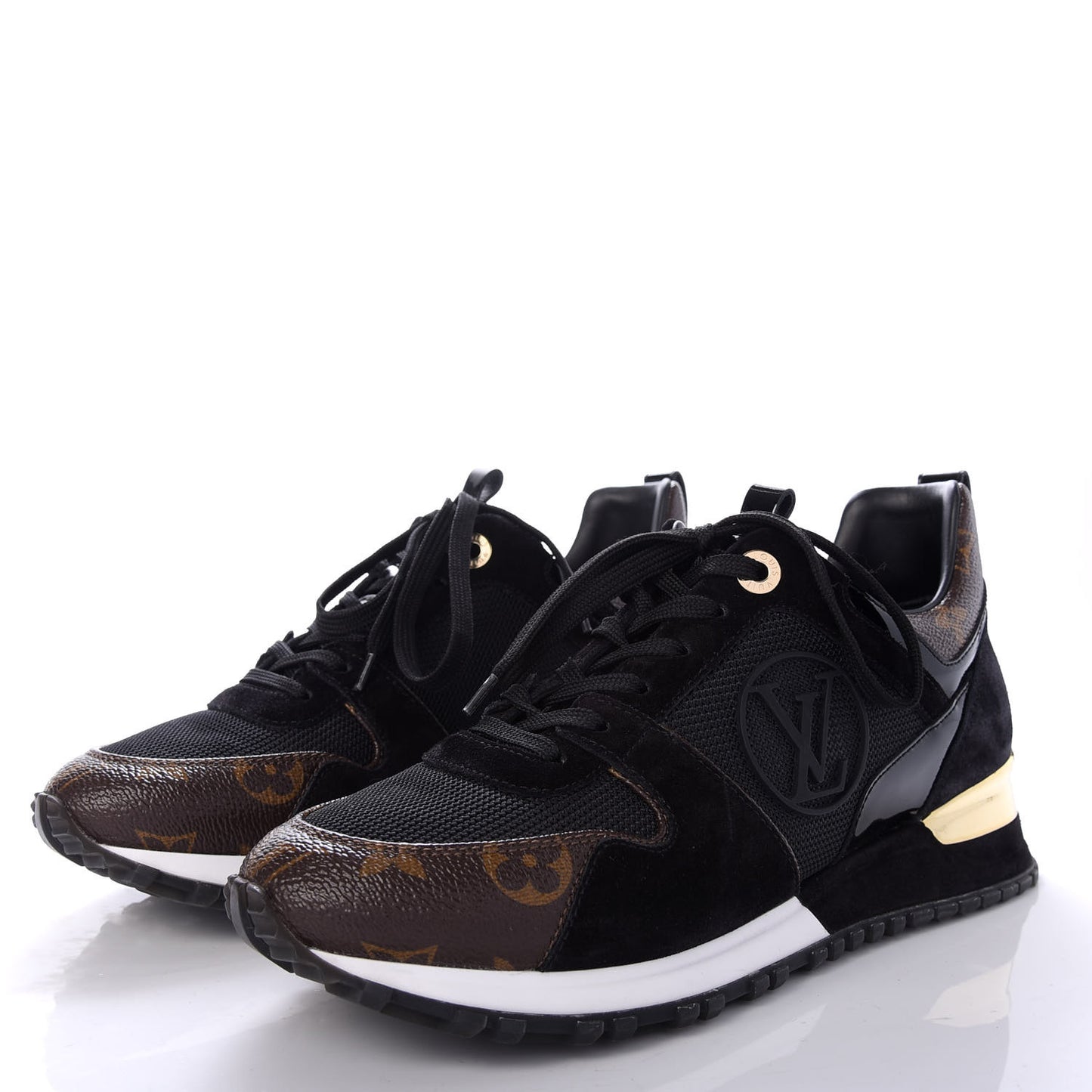 Suede Monogram Run Away Sneakers 36.5 Black