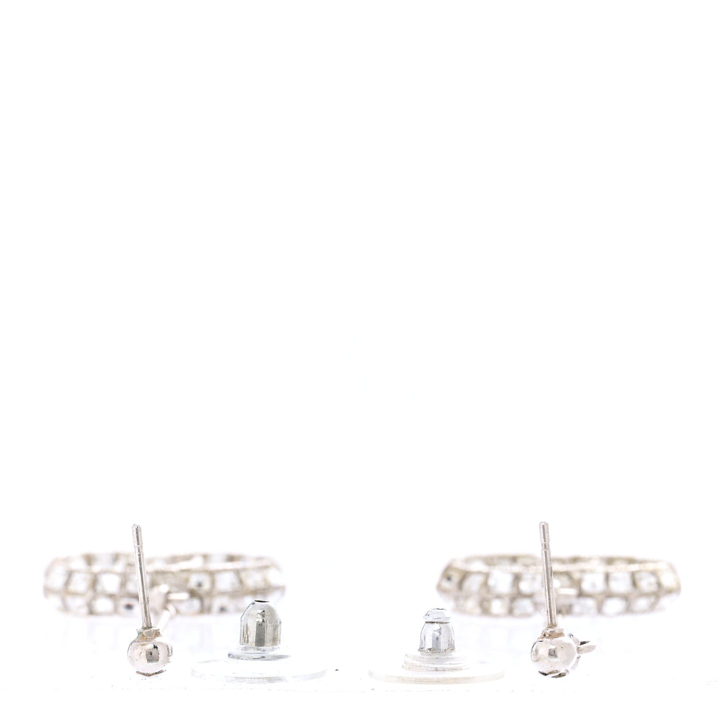 Baguette Crystal CC Drop Earrings Silver