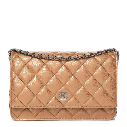 Chanel Metallic Caviar Quilted Wallet On Chain WOC Copper 1 of 11