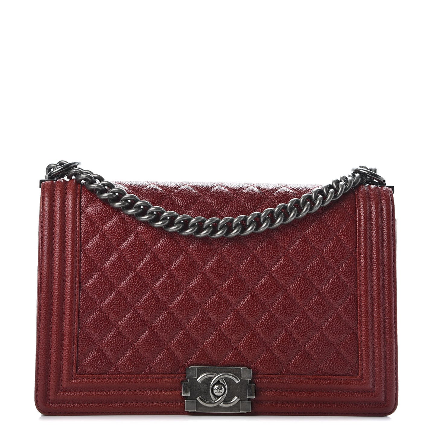 Caviar Quilted New Medium Boy Flap Dark Red