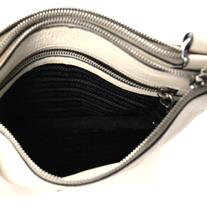 Prada Vitello Phenix Double Zip Crossbody Bag Bianco 7 of 13