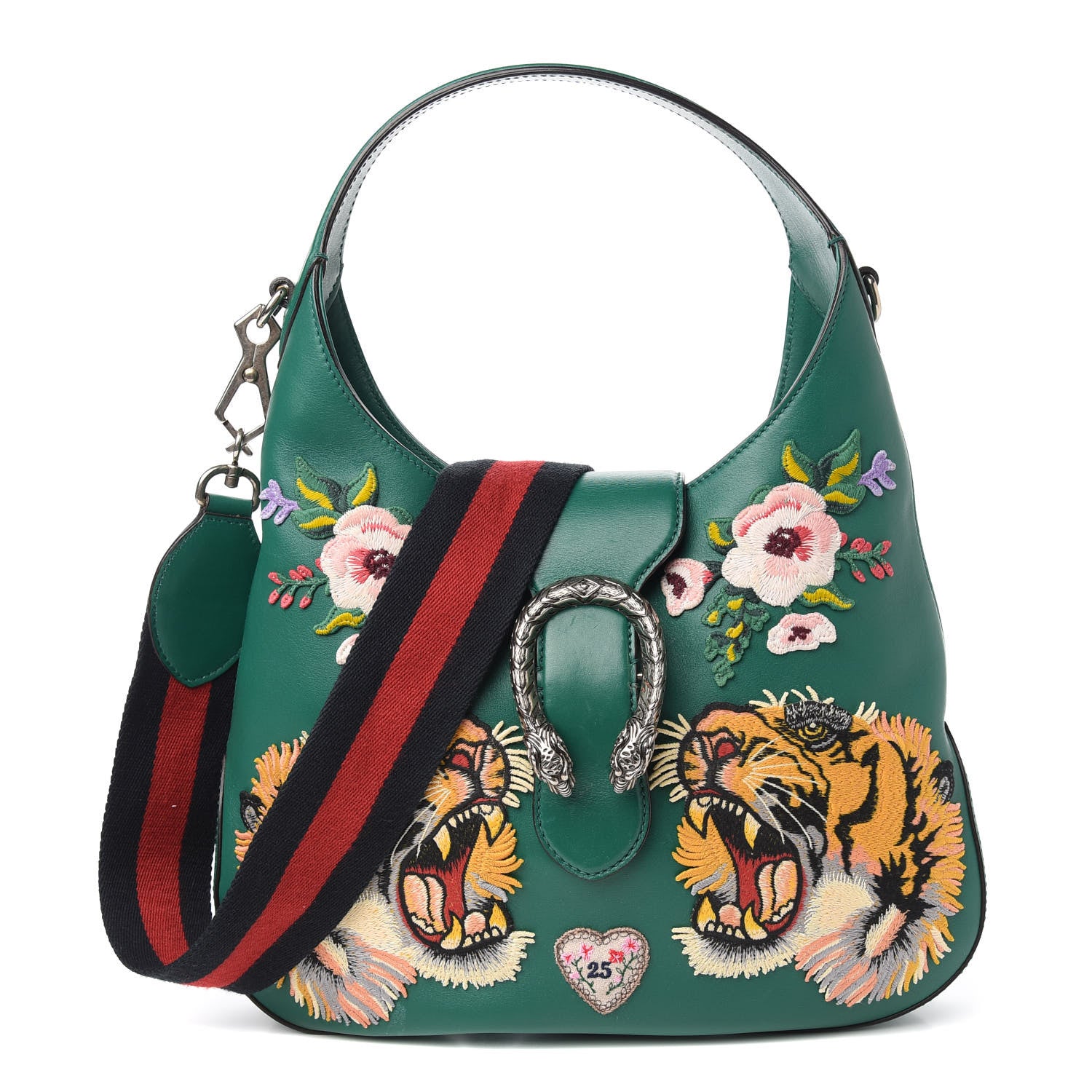 Gucci Calfskin Web Embroidered Small Dionysus Hobo Emerald Green 1 of 10