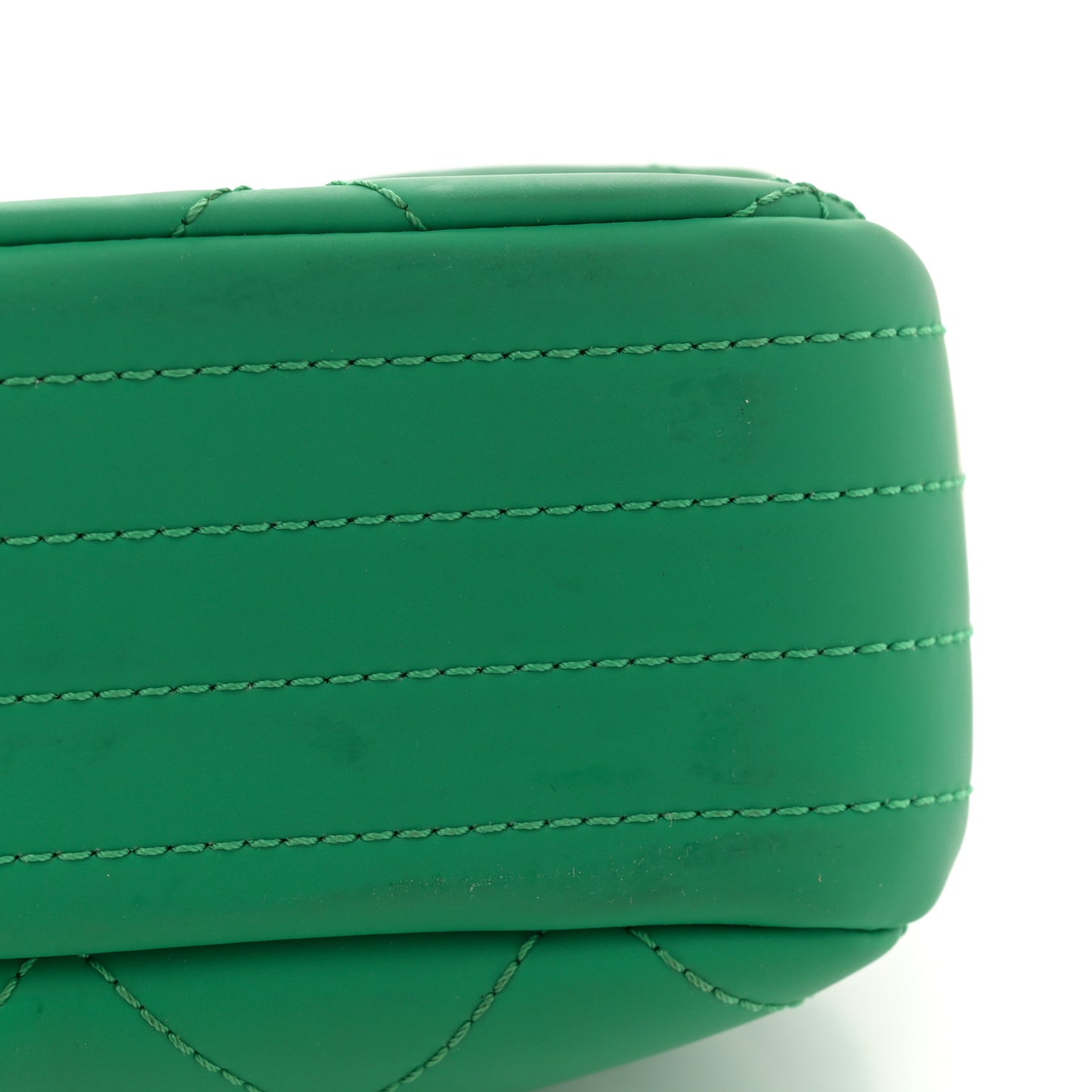 Rubber Quilted Lambskin Medium Coco Rain Flap Green
