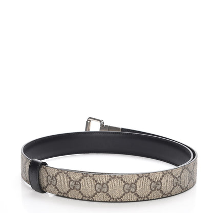 Gucci Selleria Calfskin GG Supreme Monogram Reversible 30mm Belt Black Beige Ebony 3 of 6