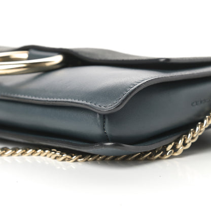 Chloe Suede Calfskin Small Faye Shoulder Bag Silver Blue 10 of 14