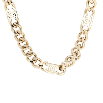 Chanel Metal Enamel Chain CC Choker Gold White 1 of 6