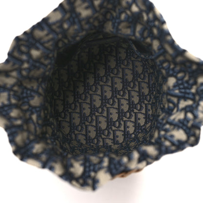 Christian Dior Wicker Oblique Drawstring Bucket Bag Blue 5 of 8