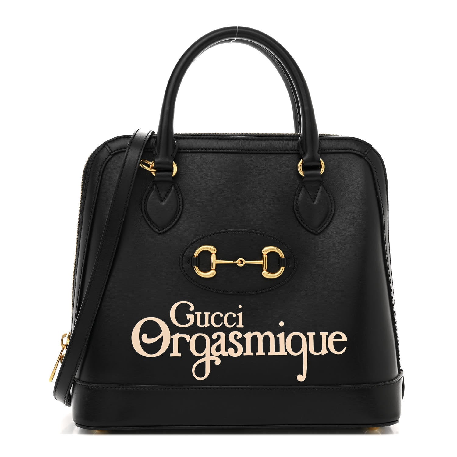 バッグ ggh25600 Gucci Calfskin Orgasmique Horsebit 1955 Duffle Bag Black Vanilla