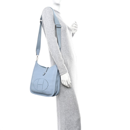 Hermes Taurillon Clemence Evelyne III PM Bleu Lin 2 of 10