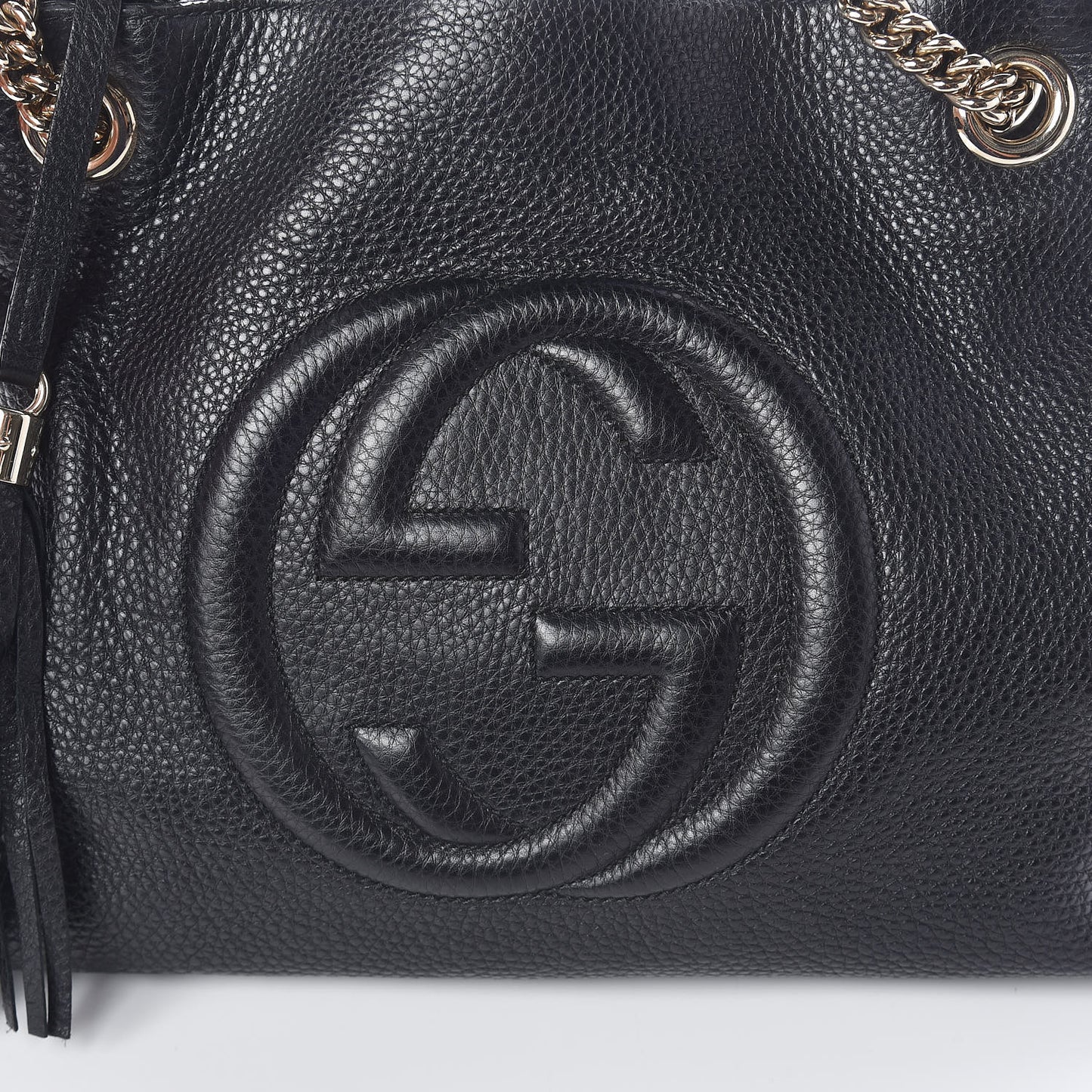 Pebbled Calfskin Medium Soho Chain Shoulder Bag Black