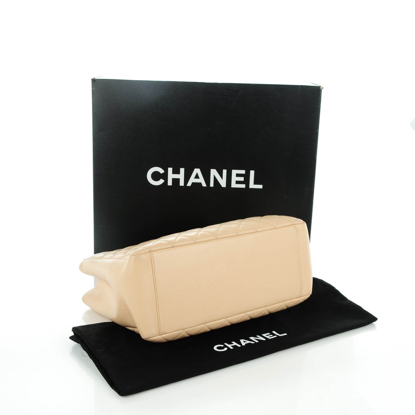 Caviar Quilted Grand Shopping Tote GST Beige Clair
