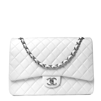 Chanel Caviar Quilted Maxi Double Flap White 1 of 9
