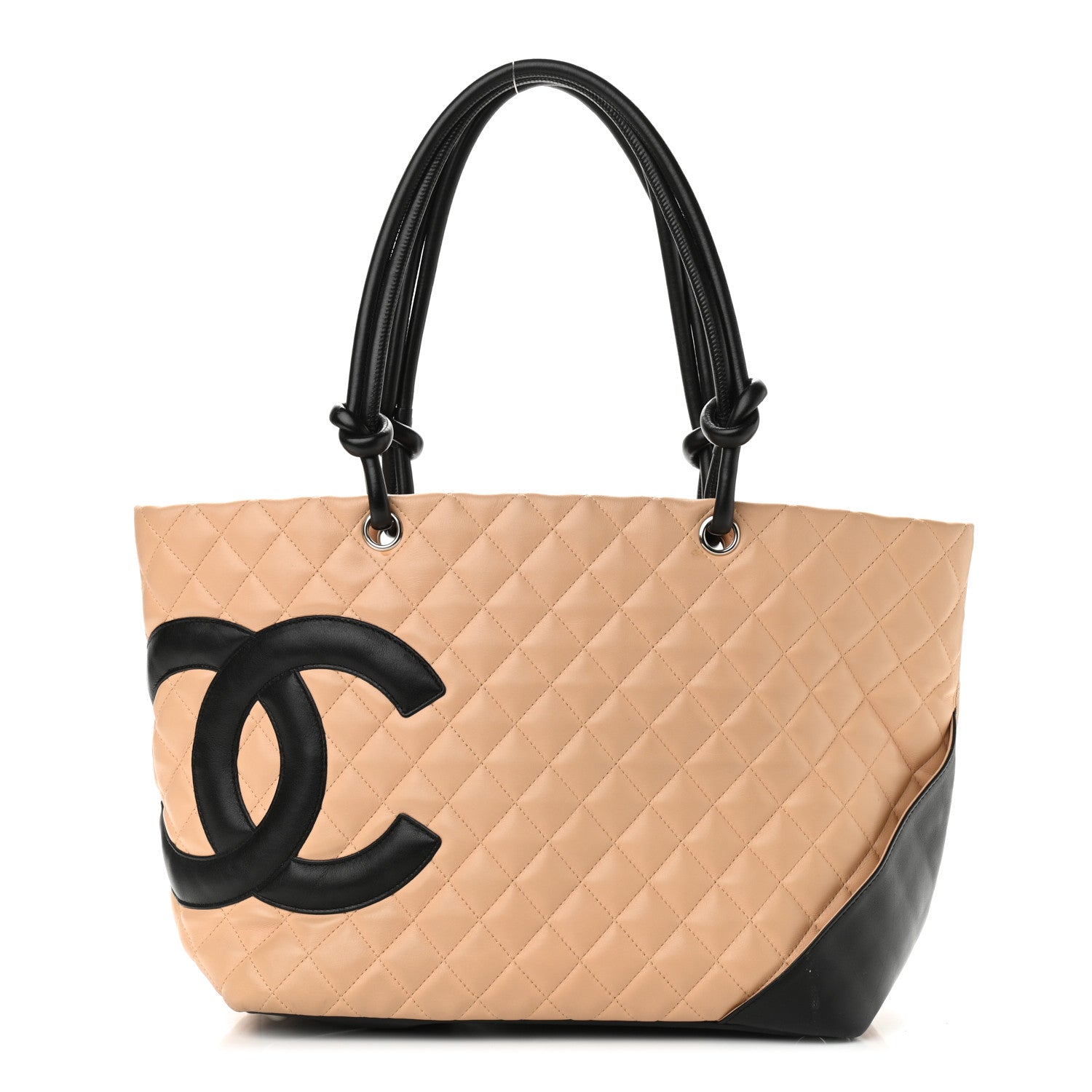 Chanel Calfskin Quilted Large Cambon Tote Beige Black 1 of 11