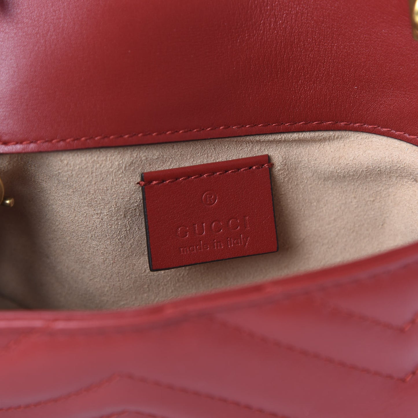 Calfskin Matelasse Super Mini GG Marmont Shoulder Bag Hibiscus Red