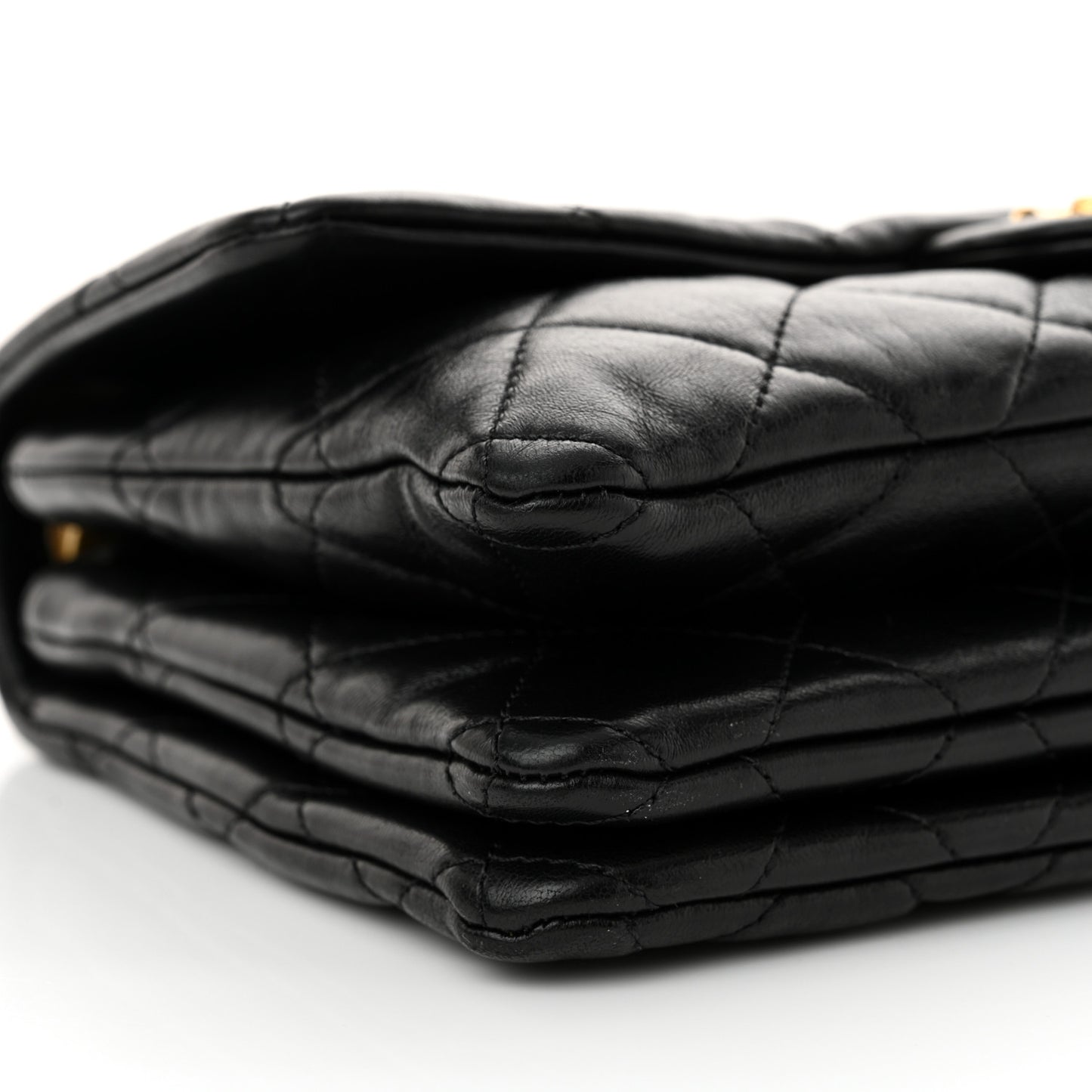 Lambskin Quilted Medium Pillow Crush Flap Bag Black
