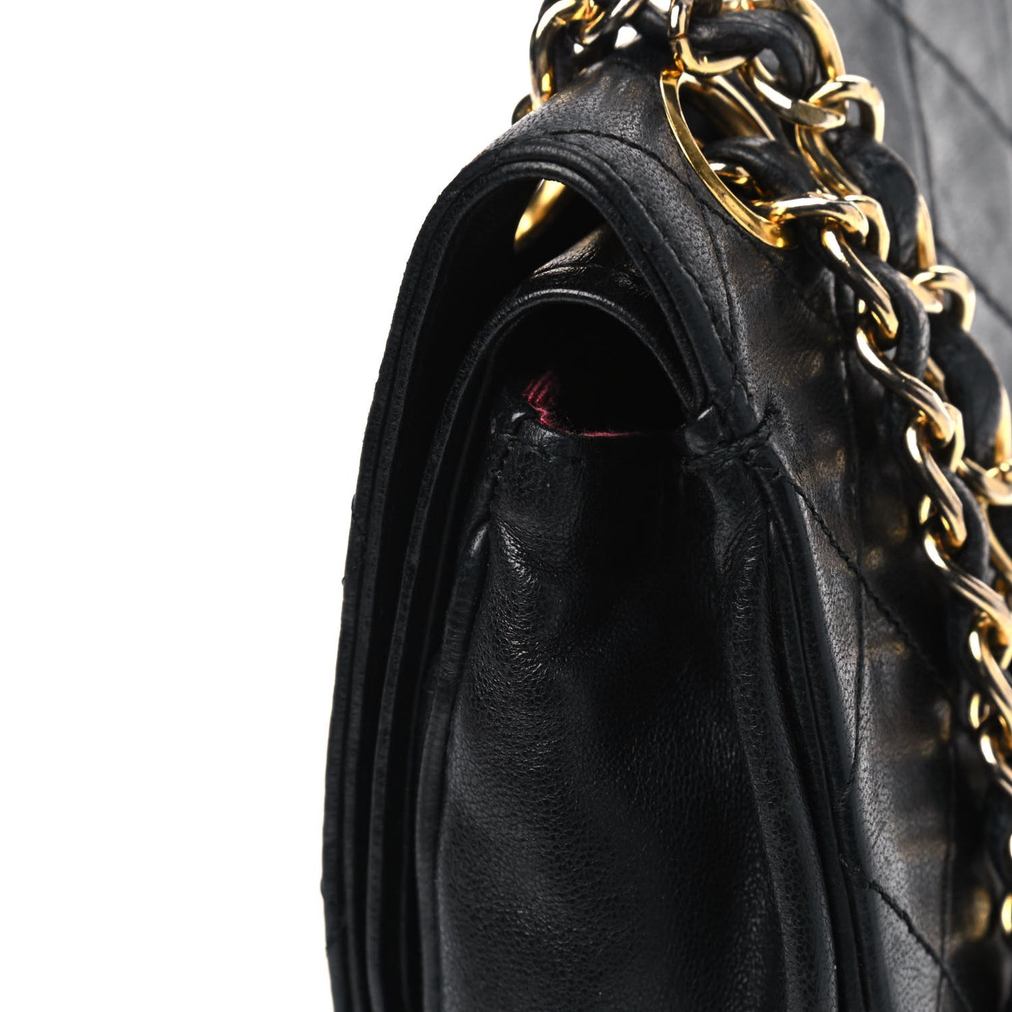 Lambskin Quilted Medium Double Flap Black