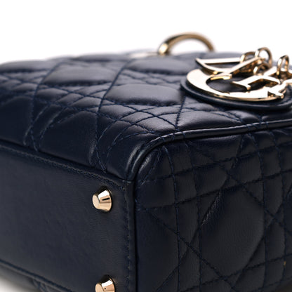 Christian Dior Lambskin Cannage Mini Lady Dior Navy Blue 7 of 10