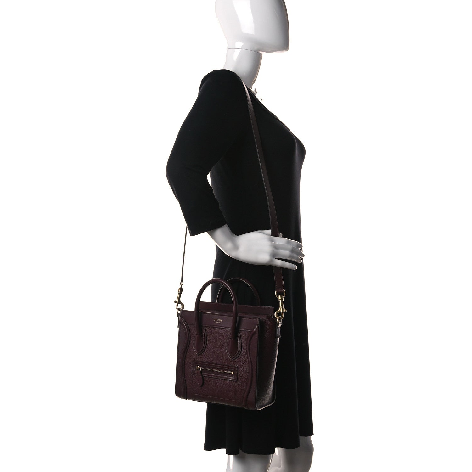 Celine Goatskin Nano Luggage Burgundy 2 of 13
