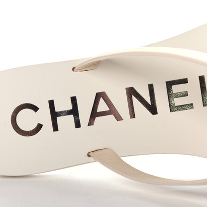 Chanel Calfskin CC Thong Sandals 35 White 8 of 11
