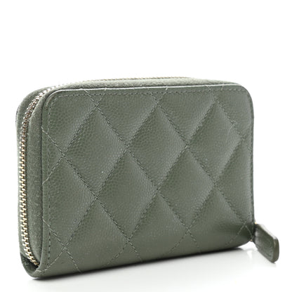 Chanel Iridescent Caviar Quilted Zip Coin Purse Green 3 of 11
