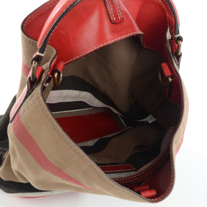 Burberry Canvas Mega Check Medium Ashby Hobo Cadmium Red 2 of 10