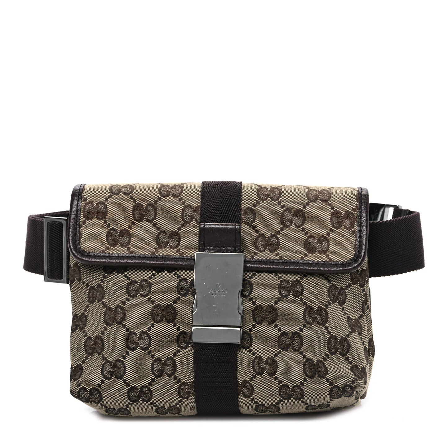 GG Monogram Buckle Belt Bag Dark Brown