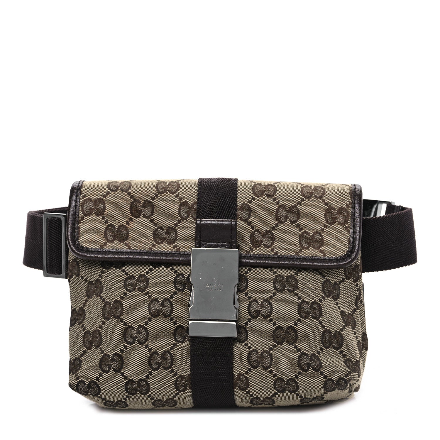 Gucci GG Monogram Buckle Belt Bag Dark Brown 1 of 9