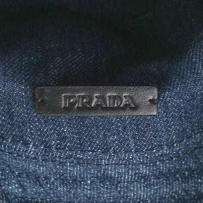 Prada Nylon Denim Metal Triangle Logo Bucket Hat M Black 8 of 9
