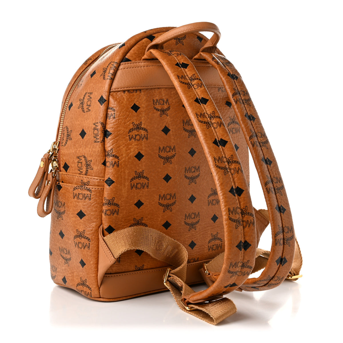 MCM Visetos Small Sprinkle Stud Stark Backpack Cognac 3 of 10