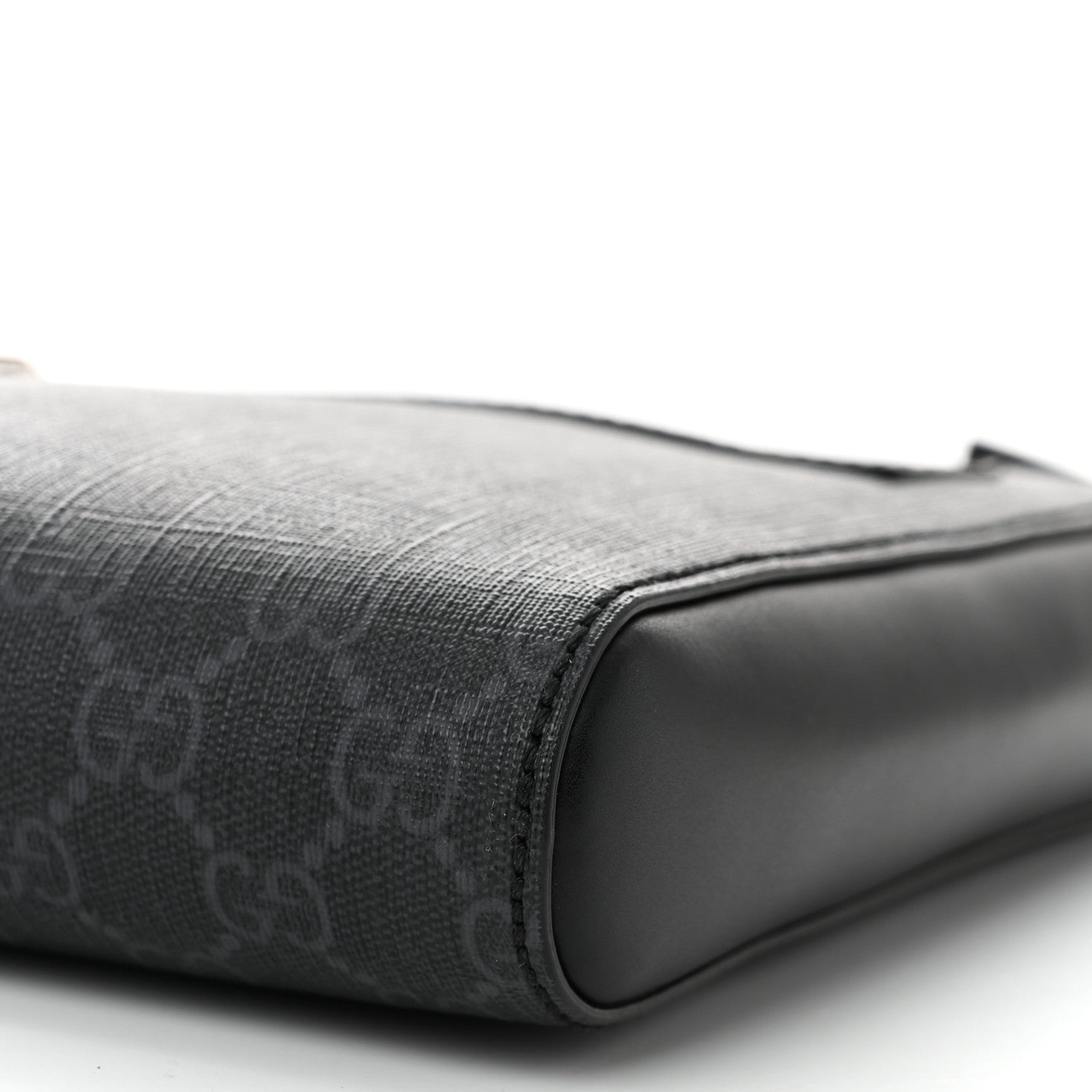 Gucci GG Supreme Monogram Web Small Flat Messenger Bag Black Grey 10 of 11