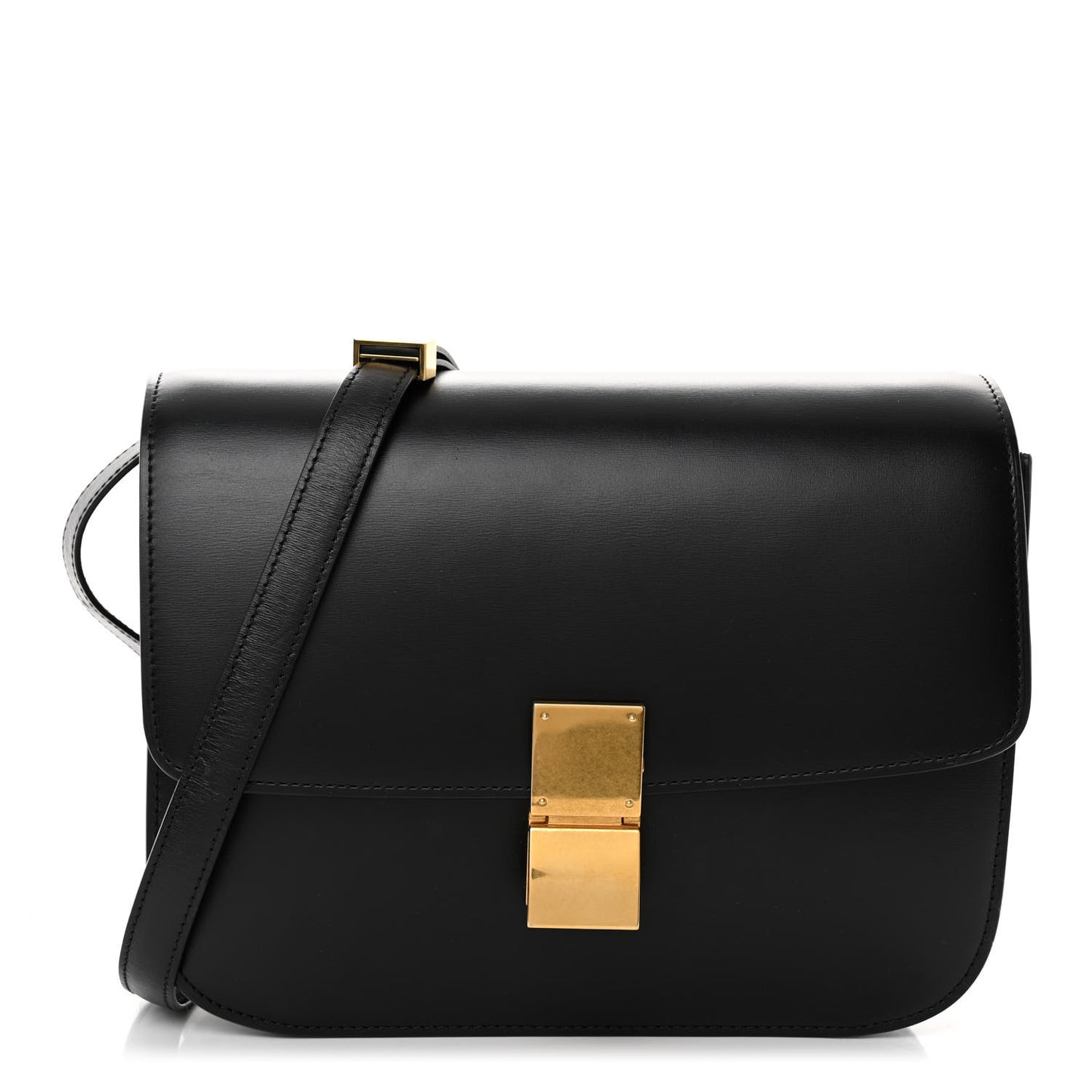 Box Calfskin Medium Classic Box Flap Bag Black