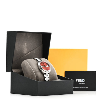 Fendi Stainless Steel Ceramic Diamond 34mm Momento Bugs Quartz Watch Orange 5 of 5