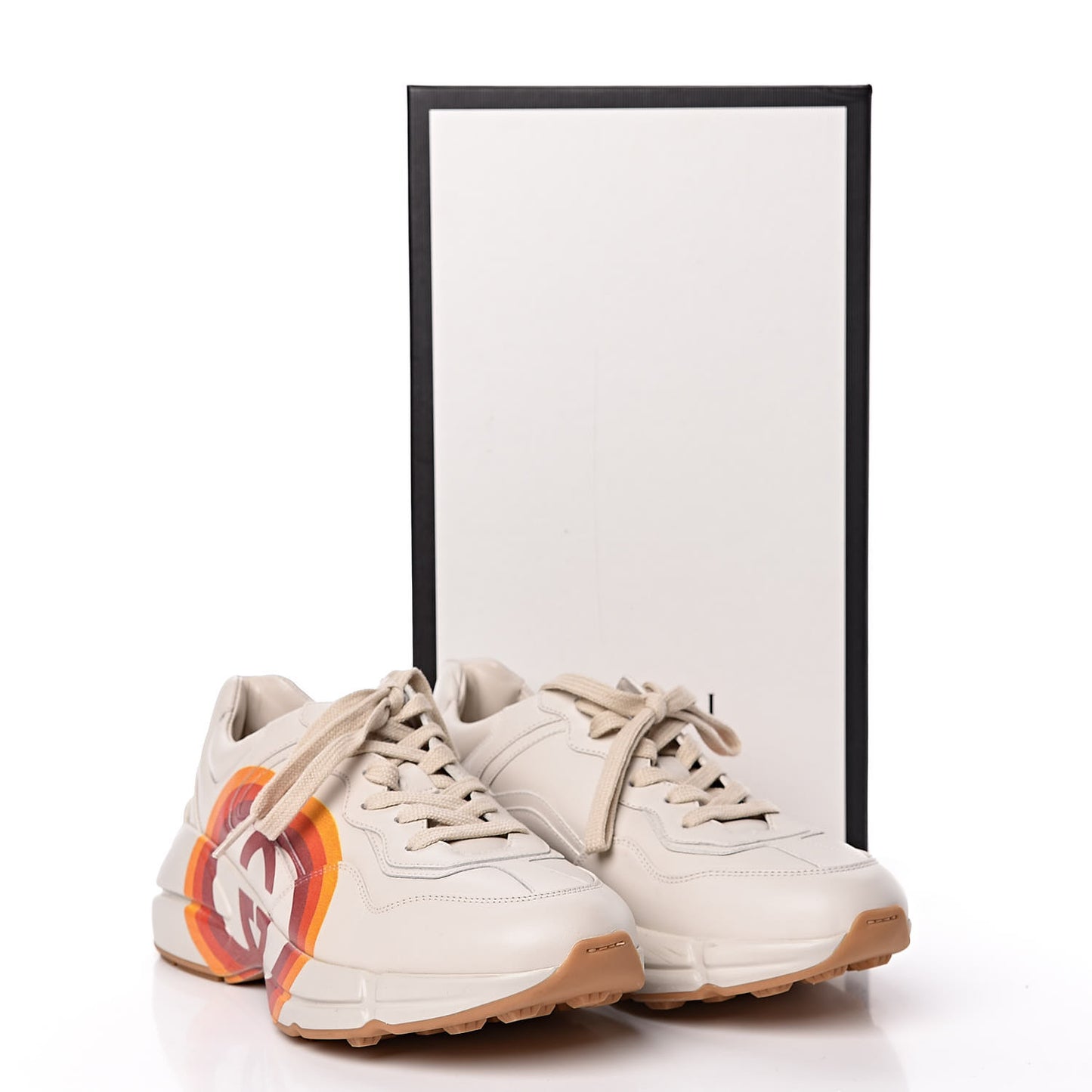 Calfskin Interlocking G Heart Rhyton Sneakers 38 Mystic White