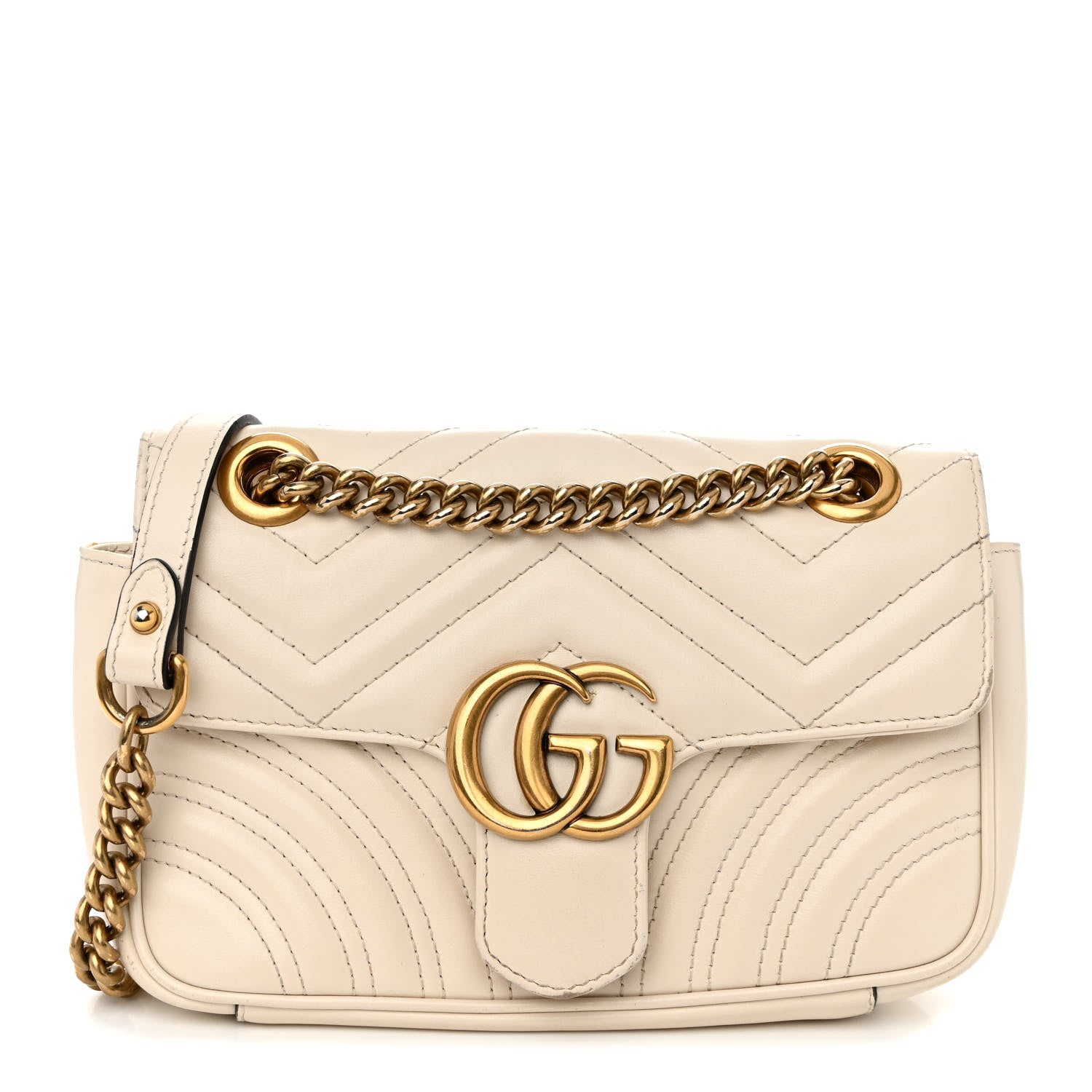 Gucci Calfskin Matelasse Mini GG Marmont Shoulder Bag White 1 of 17