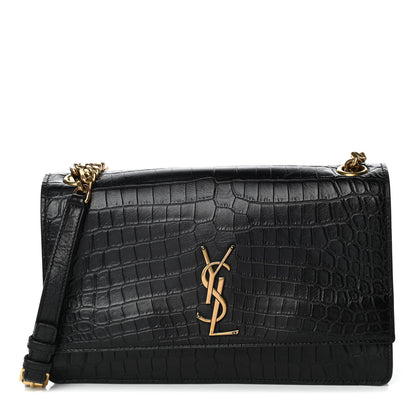 Saint Laurent Calfskin Crocodile Embossed Monogram Medium Sunset Black 1 of 10