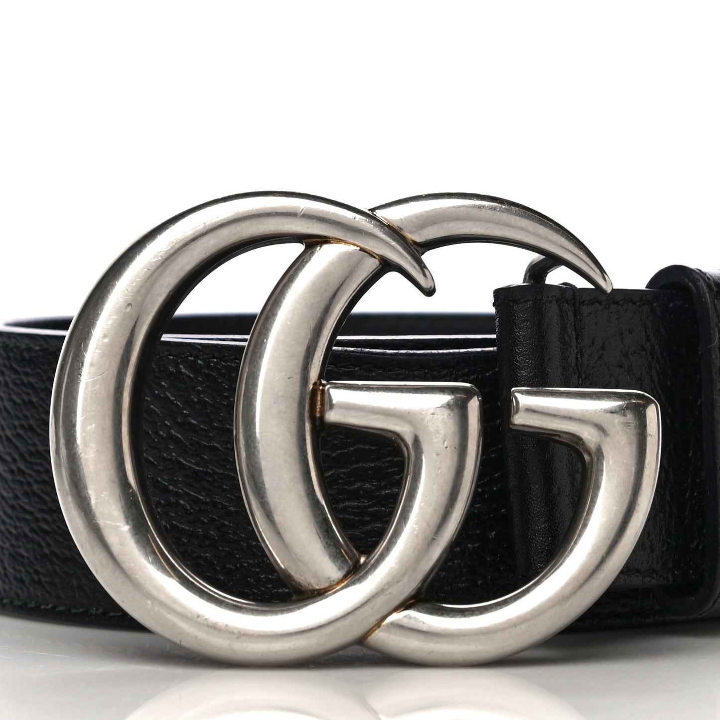 Textured Dollar Calfskin Nickel Double G 40mm Belt 85 34 Black