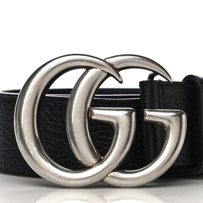 Gucci Textured Dollar Calfskin Nickel Double G 40mm Belt 85 34 Black 3 of 9